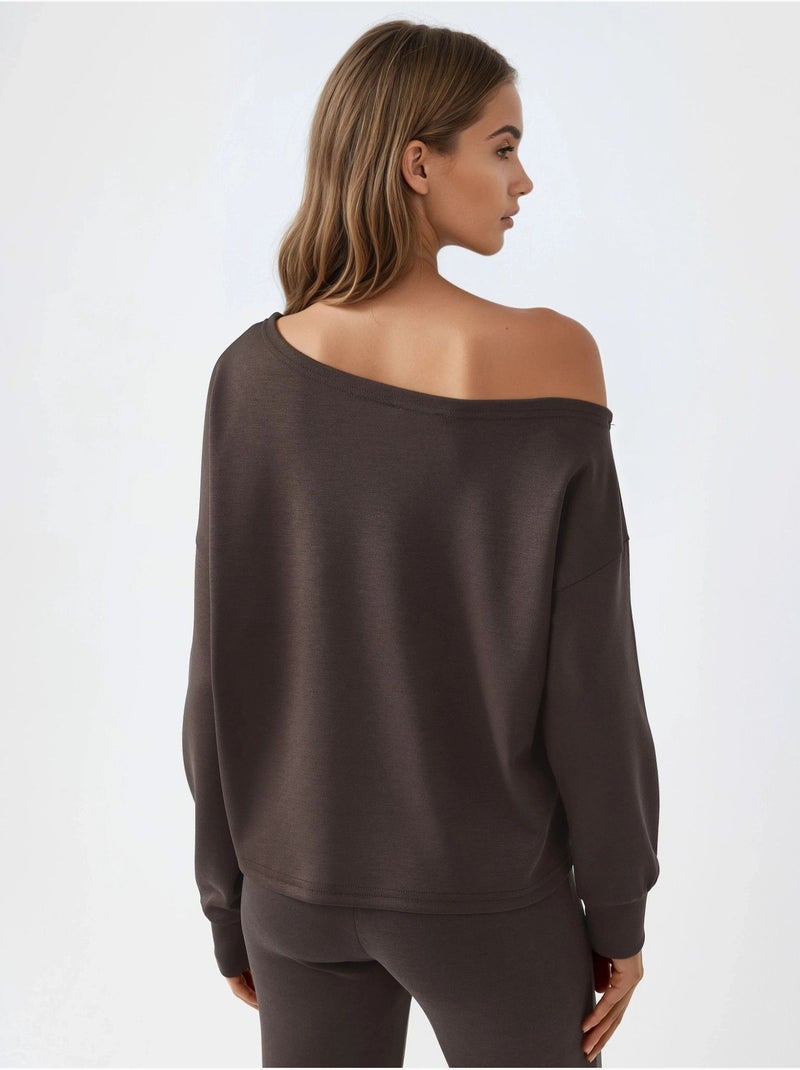 Sudadera de corte relajado con cuello asimétrico busem Marrón oscuro - Kiabi