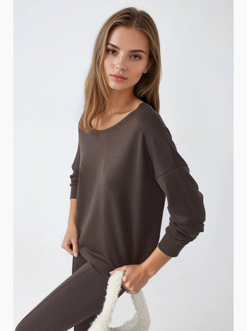 Sudadera de corte relajado con cuello asimétrico busem Marrón oscuro - Kiabi