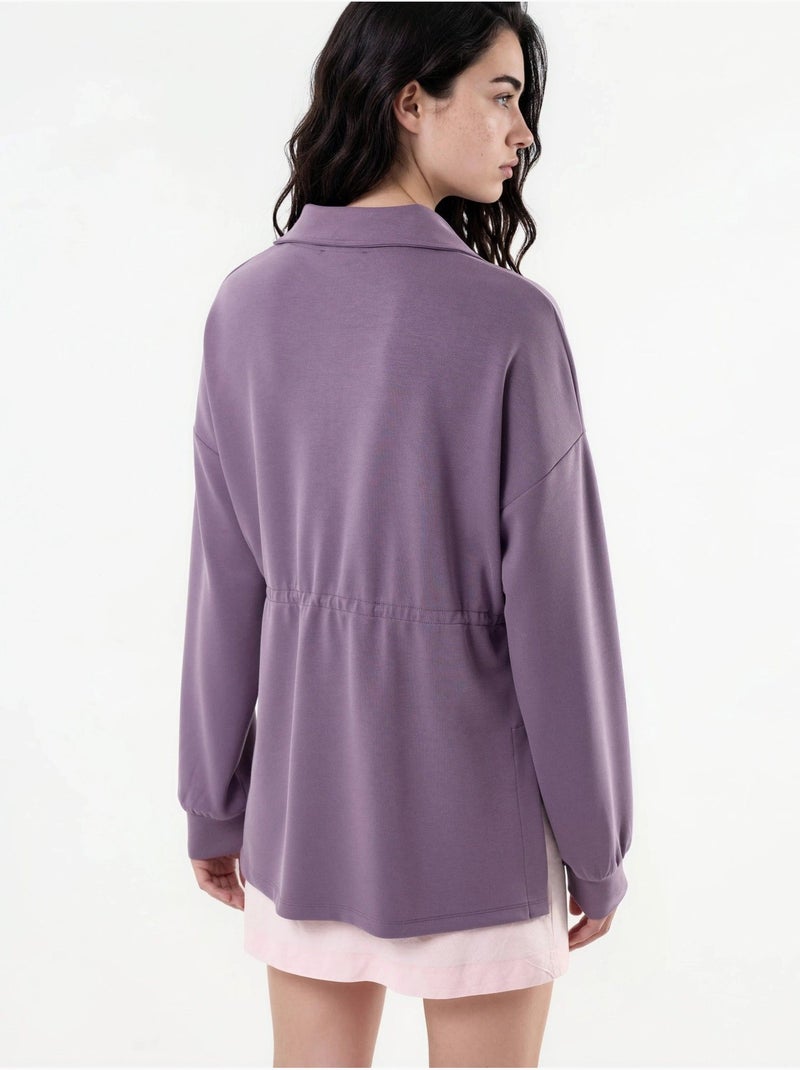 Sudadera de corte relajado con cuello y cremallera busem Malva - Kiabi