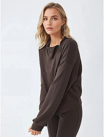 Sudadera de corte relajado con cuello y cremallera busem