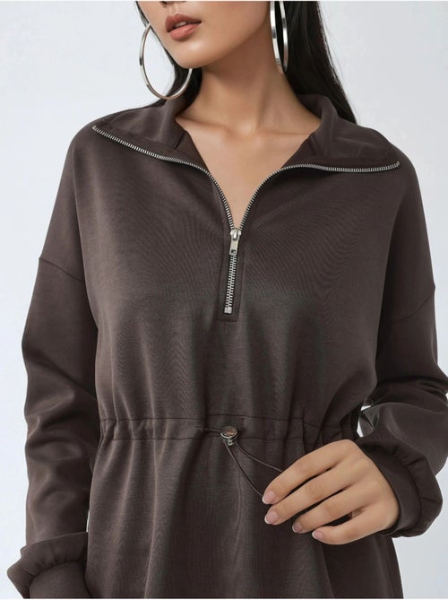Sudadera de corte relajado con cuello y cremallera busem - Kiabi Sudadera de corte relajado con cuello y cremallera busem - Kiabi