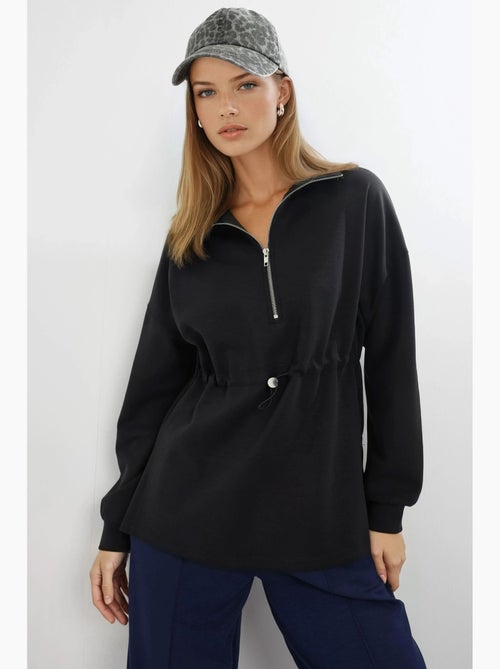 Sudadera de corte relajado con cuello y cremallera busem - Kiabi Sudadera de corte relajado con cuello y cremallera busem - Kiabi