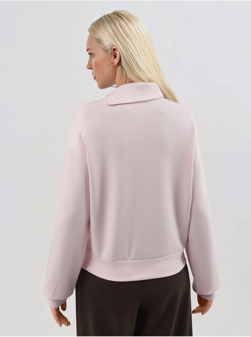Sudadera de corte relajado con cuello y cremallera busem Rosa pálido - Kiabi