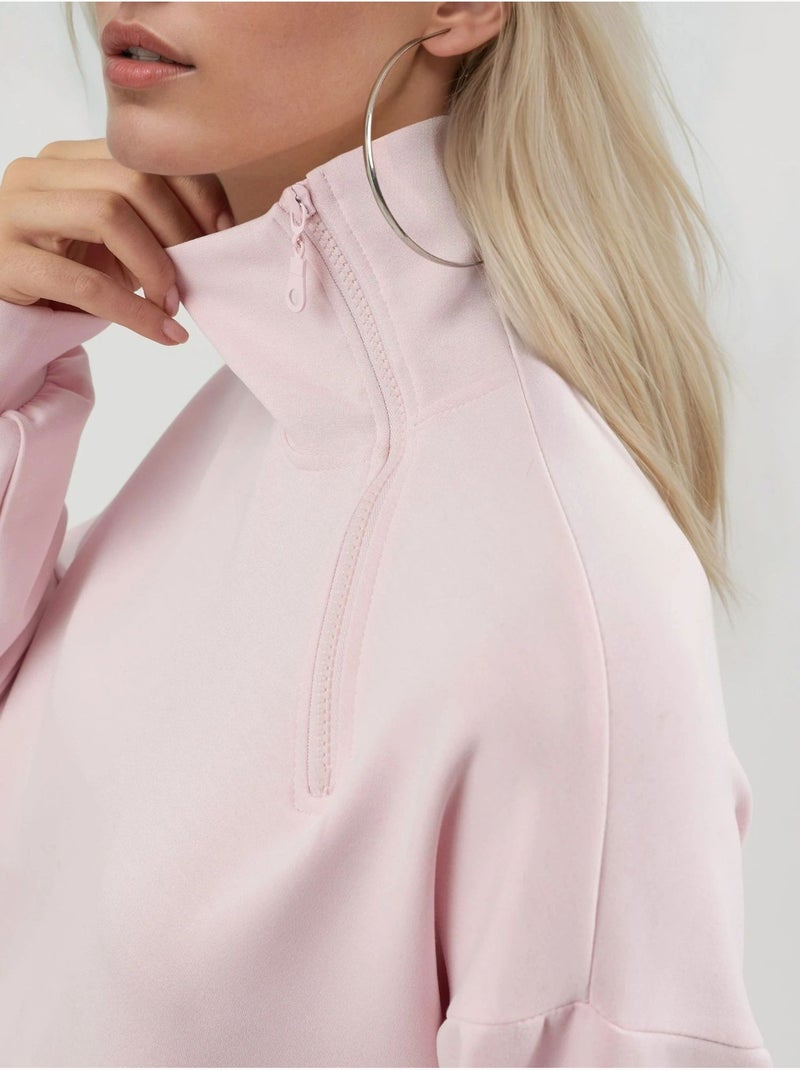 Sudadera de corte relajado con cuello y cremallera busem Rosa pálido - Kiabi