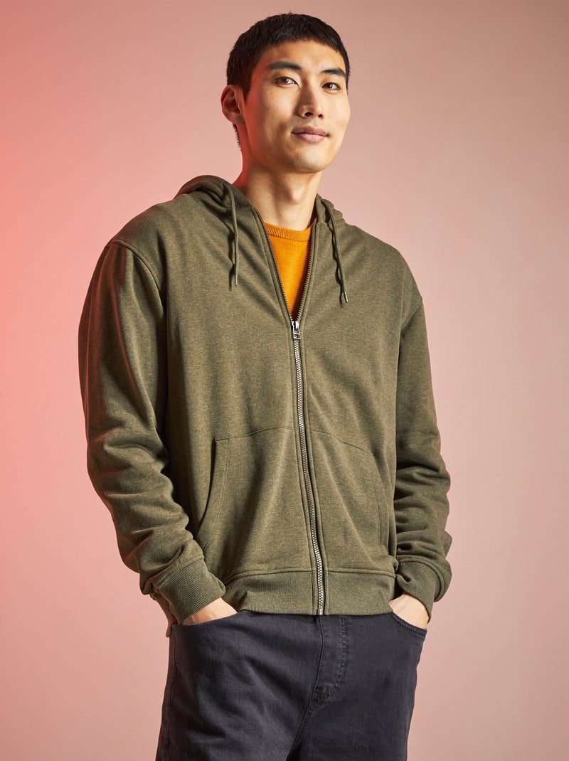 Sudadera de cremallera con capucha KAKI - Kiabi