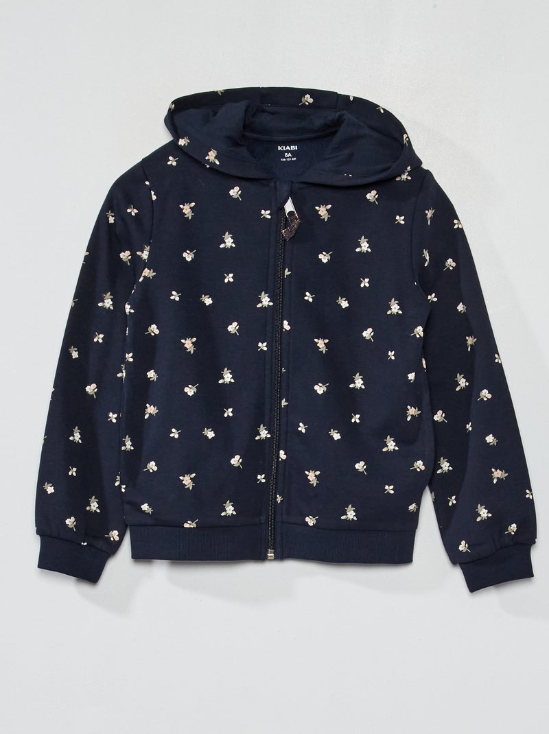 Sudadera de cremallera con capucha y estampado AZUL - Kiabi