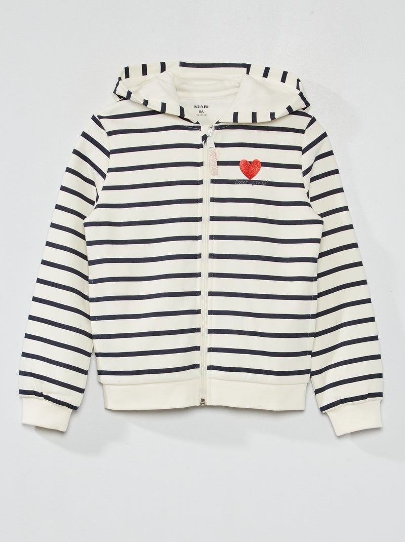 Sudadera de cremallera con capucha y estampado BLANCO - Kiabi