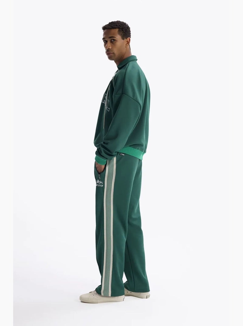 Sudadera de cuello abierto con estampado de texto y detalle de lazo giesto Verde oscuro - Kiabi