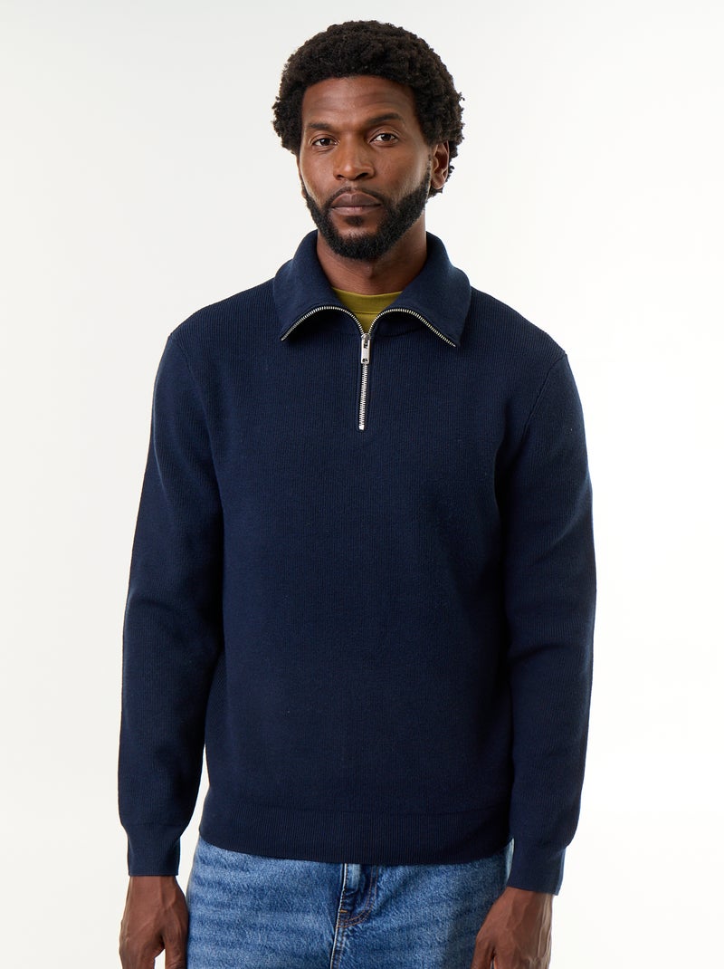 Sudadera de cuello alto con cremallera Azul - Kiabi