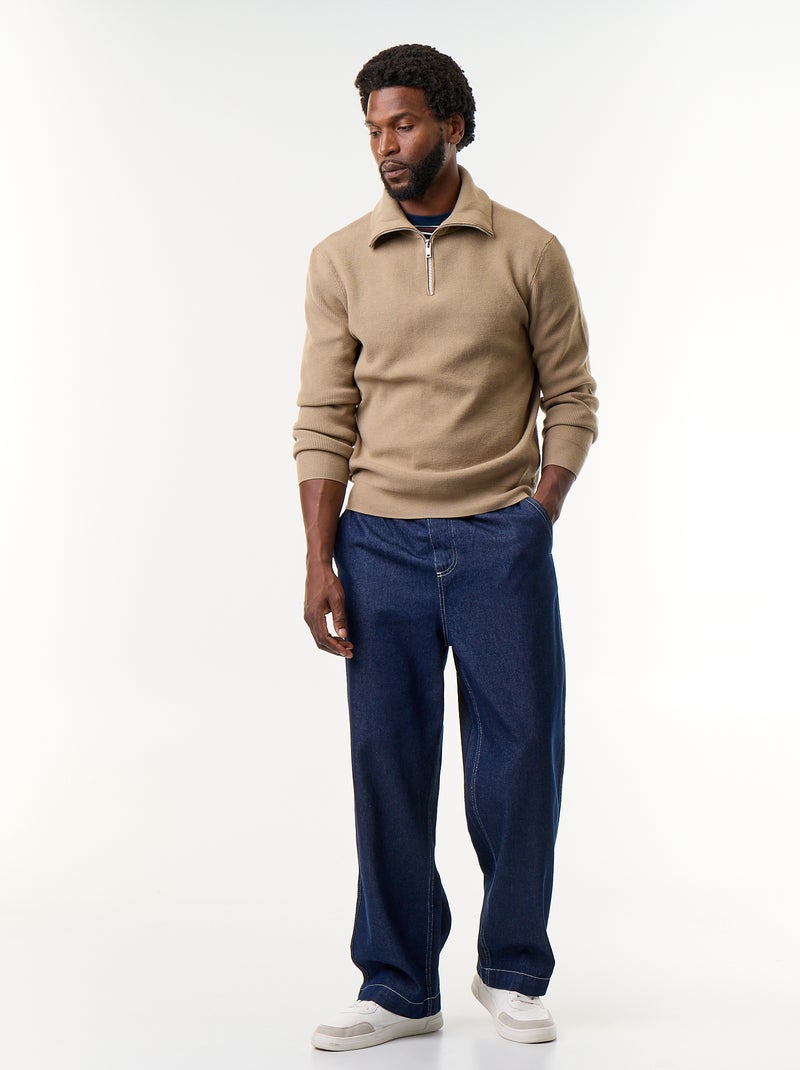 Sudadera de cuello alto con cremallera Beige - Kiabi