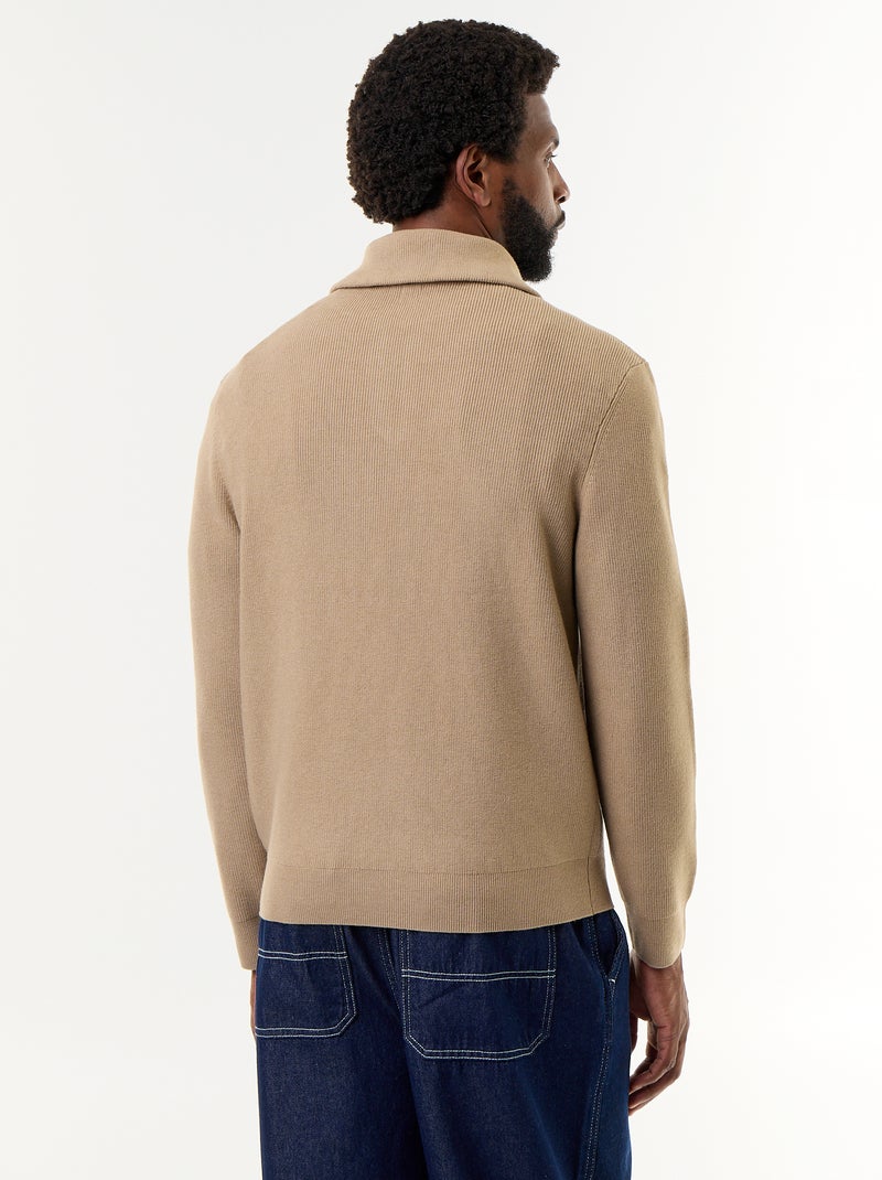 Sudadera de cuello alto con cremallera Beige - Kiabi