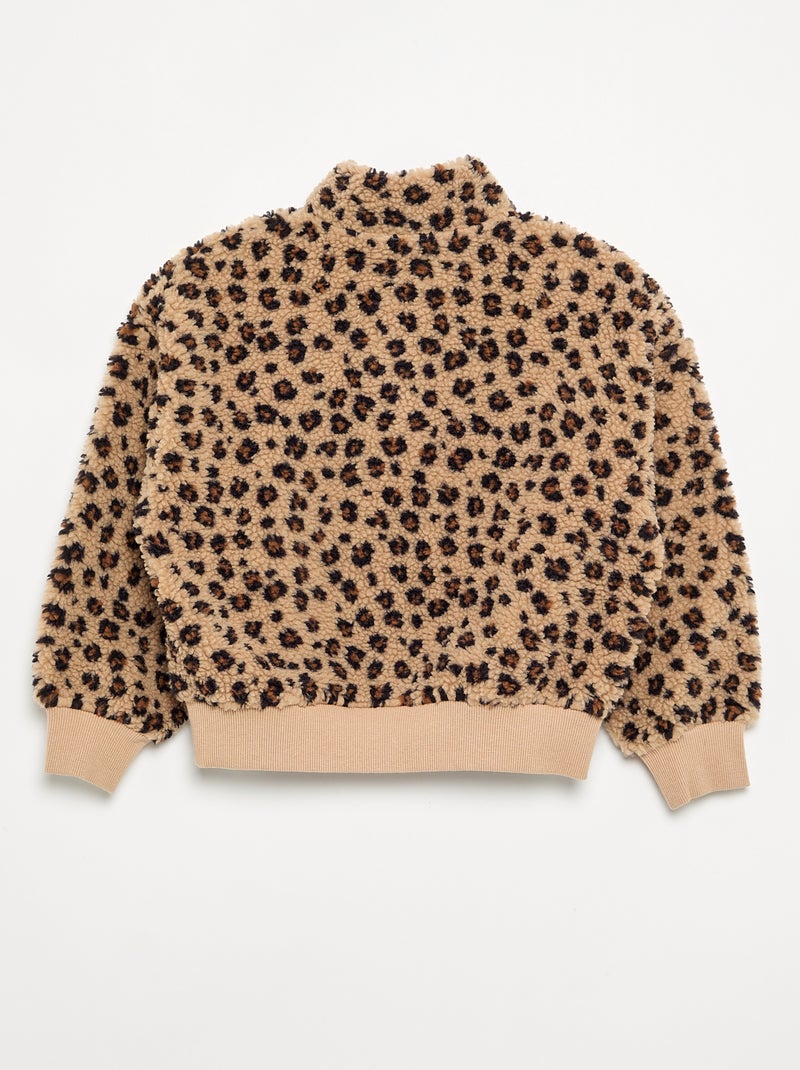 Sudadera de cuello alto de borreguito Beige - Kiabi