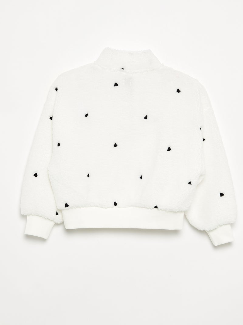 Sudadera de cuello alto de borreguito Blanco - Kiabi