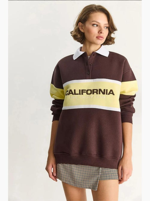 Sudadera de cuello polo con estampado extragrande lucci - Kiabi
