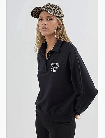 Sudadera de cuello polo, manga larga y corte holgado busem