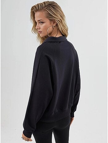 Sudadera de cuello polo, manga larga y corte holgado busem