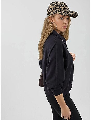 Sudadera de cuello polo, manga larga y corte holgado busem