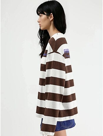 Sudadera de cuello redondo a rayas extragrande de busem