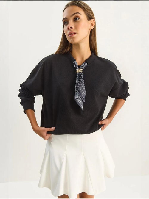 Sudadera de cuello redondo acanalada con detalle de accesorio tipo pañuelo lucci - Kiabi