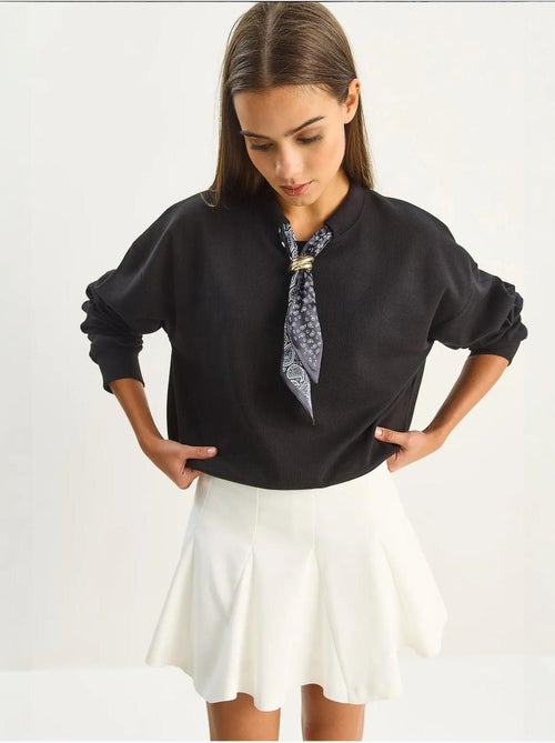 Sudadera de cuello redondo acanalada con detalle de accesorio tipo pañuelo lucci - Kiabi