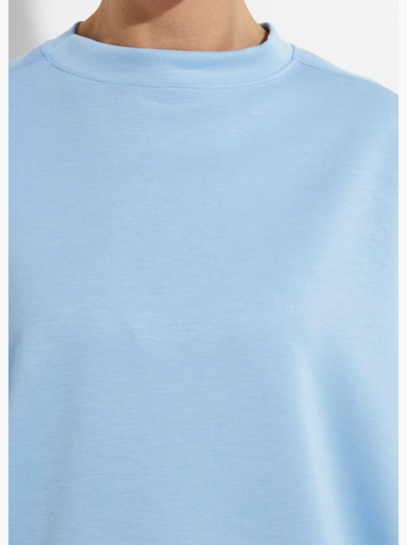 Sudadera de cuello redondo ancho, mangas 3/4 - AFIBEL Azul cielo - Kiabi