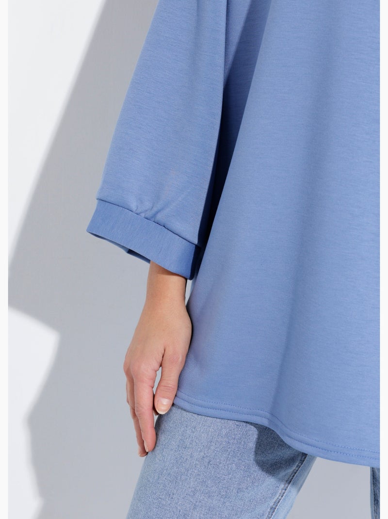 Sudadera de cuello redondo ancho, mangas 3/4 - AFIBEL Azul vaquero - Kiabi