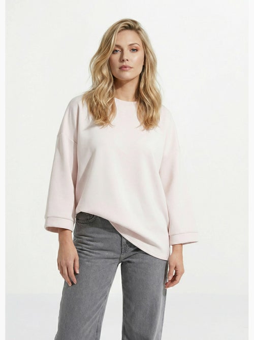Sudadera de cuello redondo ancho, mangas 3/4 - AFIBEL - Kiabi