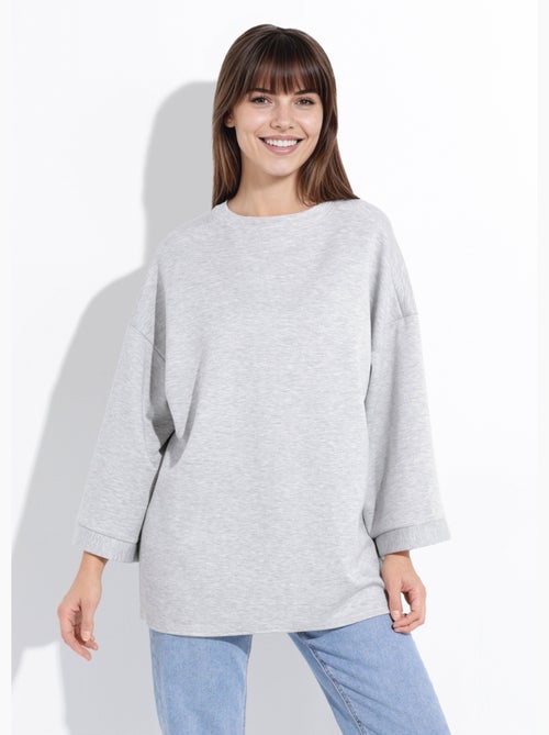 Sudadera de cuello redondo ancho, mangas 3/4 - AFIBEL - Kiabi