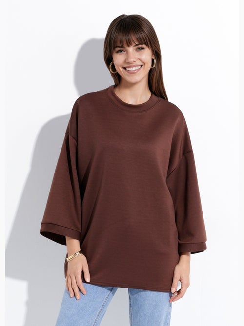 Sudadera de cuello redondo ancho, mangas 3/4 - AFIBEL - Kiabi