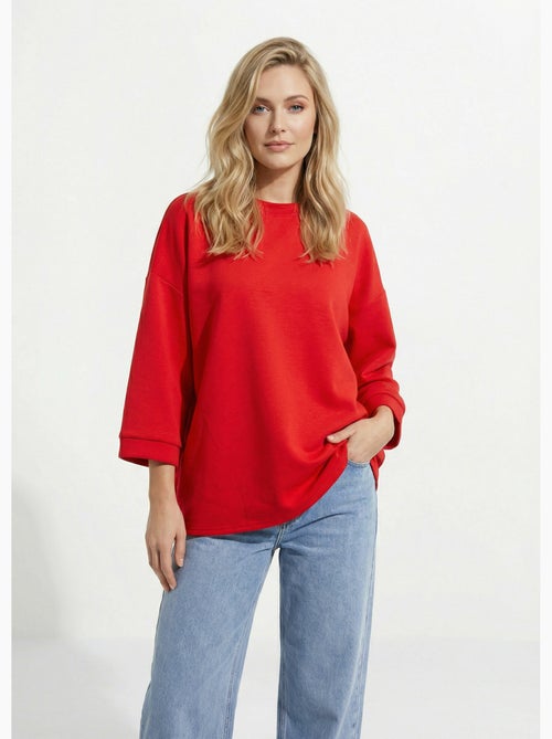 Sudadera de cuello redondo ancho, mangas 3/4 - AFIBEL - Kiabi