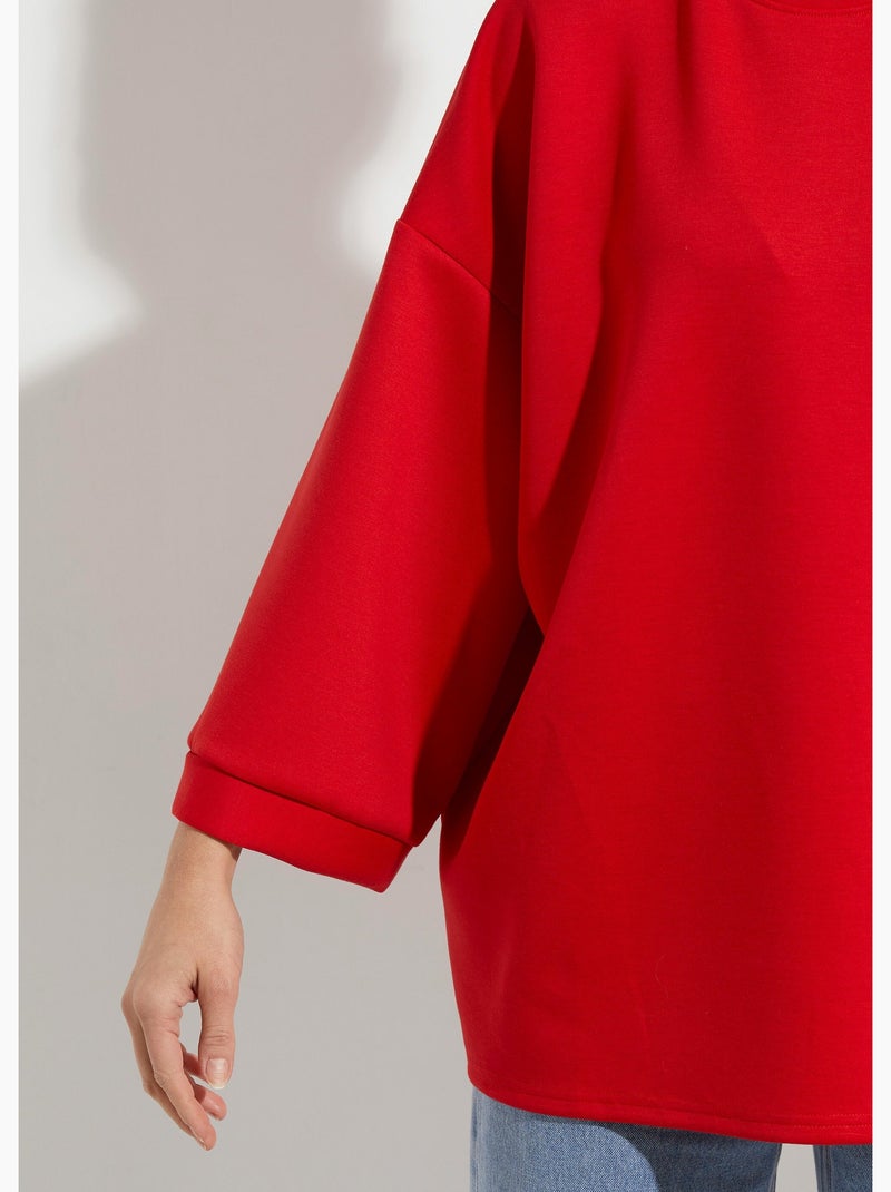 Sudadera de cuello redondo ancho, mangas 3/4 - AFIBEL Rojo - Kiabi