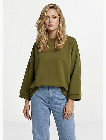 Sudadera de cuello redondo ancho, mangas 3/4 - AFIBEL