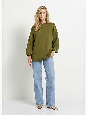 Sudadera de cuello redondo ancho, mangas 3/4 - AFIBEL