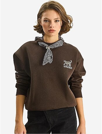 Sudadera de cuello redondo bordada con estampado de leopardo de lucci