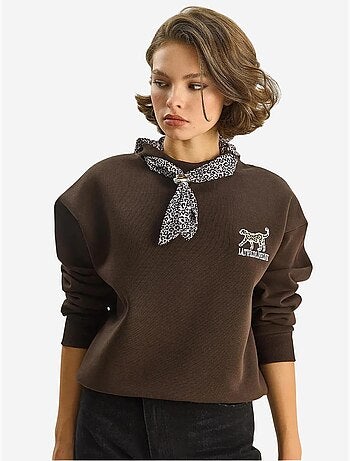 Sudadera de cuello redondo bordada con estampado de leopardo de lucci