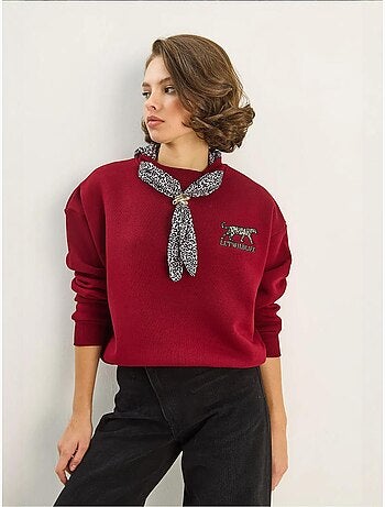 Sudadera de cuello redondo bordada con estampado de leopardo de lucci