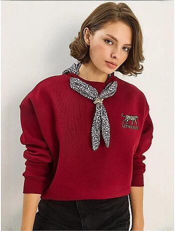 Sudadera de cuello redondo bordada con estampado de leopardo de lucci