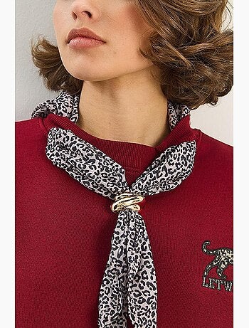 Sudadera de cuello redondo bordada con estampado de leopardo de lucci