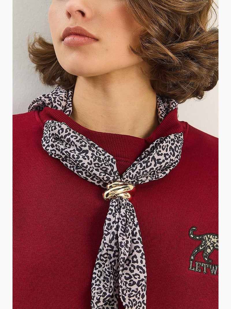 Sudadera de cuello redondo bordada con estampado de leopardo de lucci Rojo burdeos - Kiabi