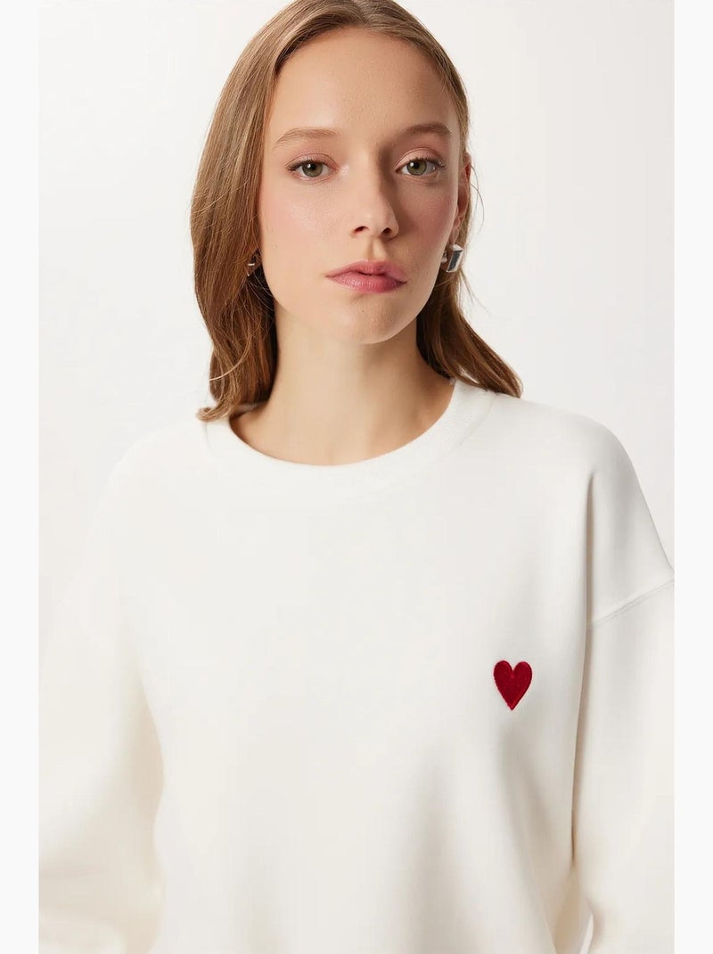 Sudadera de cuello redondo bordada estambul istanbul Marfil - Kiabi