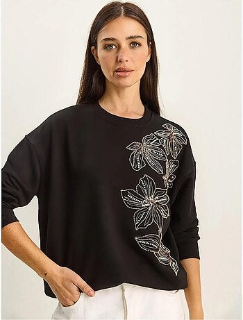 Sudadera de cuello redondo bordada lucci