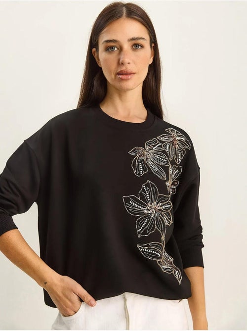 Sudadera de cuello redondo bordada lucci - Kiabi