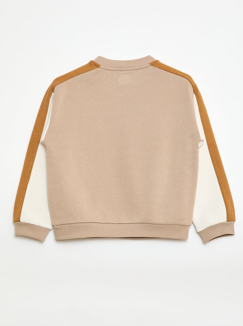 Sudadera de cuello redondo con bloques de color Beige - Kiabi
