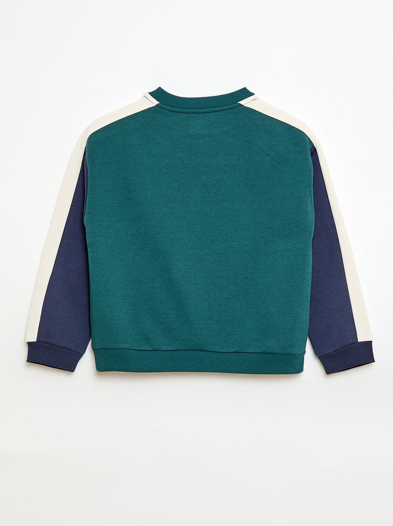 Sudadera de cuello redondo con bloques de color Verde - Kiabi