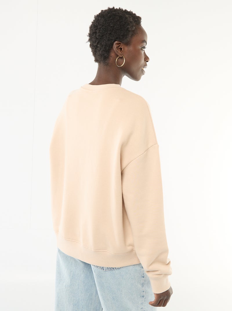 Sudadera de cuello redondo con diseño Beige - Kiabi