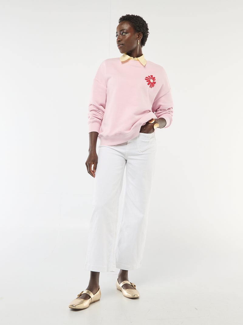 Sudadera de cuello redondo con diseño Rosa - Kiabi
