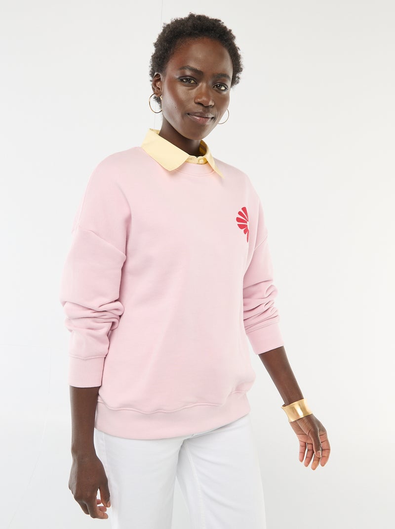 Sudadera de cuello redondo con diseño Rosa - Kiabi