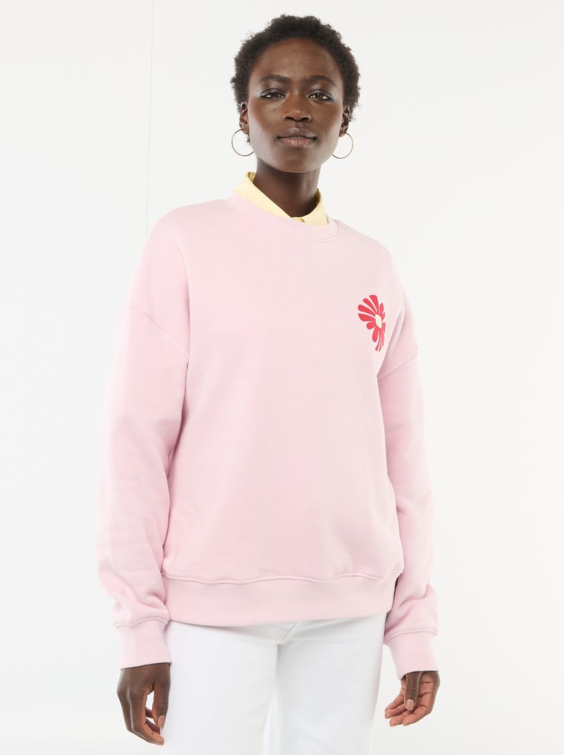 Sudadera de cuello redondo con diseño Rosa - Kiabi