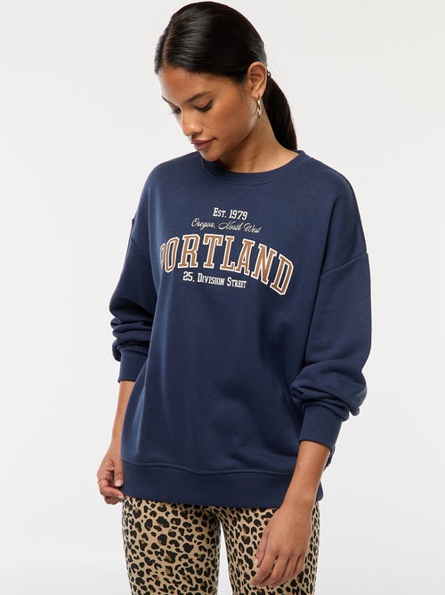 Sudadera de cuello redondo con estampado - Kiabi