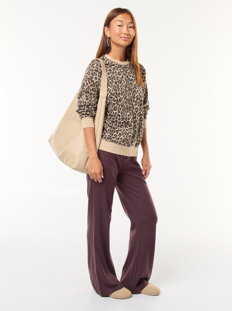 Sudadera de cuello redondo con estampado Beige - Kiabi